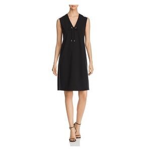 DONNA KARAN Womens Black Tie Sleeveless Above The Knee Sheath Dress XS